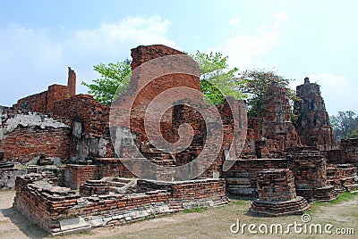 Ruin of Ayuthaya Kingdom Stock Photo